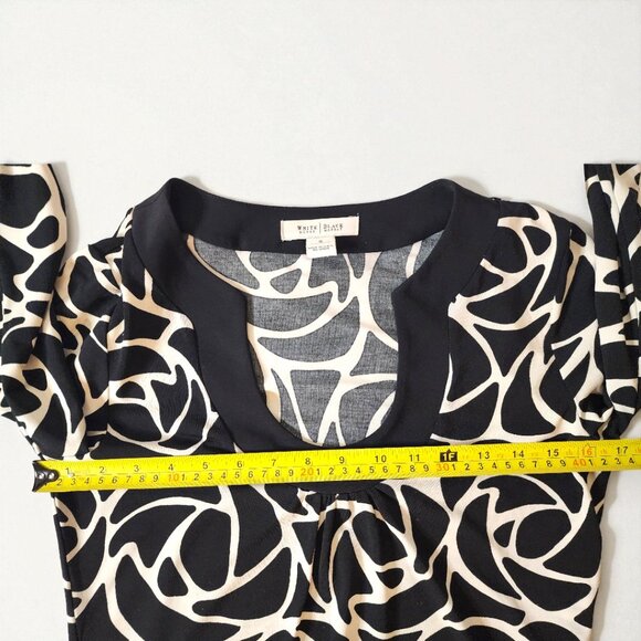 White House Black Market Tunic Top – Black & Ivory Rose Print – Stretch S - Picture 7 of 8